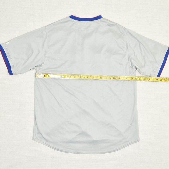 True Fan MLB Men Snap Button Polyester Gray Size XL Texas Rangers Jersey - Picture 4 of 8